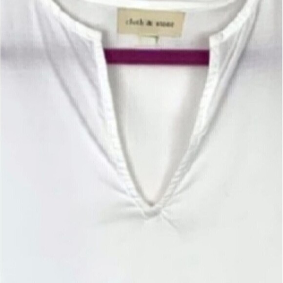 Anthropologie Cloth & Stone White Bell Sleeve Peplum Split Hem Top XS - Picture 8 of 13